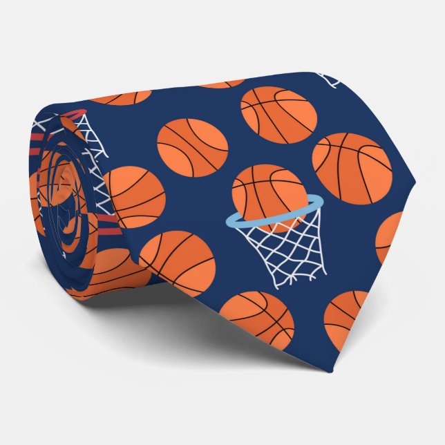 cool Basketball sports pattern Tie (Rolled)