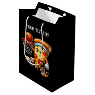 Cool Basketball sports pizza party Medium Gift Bag
