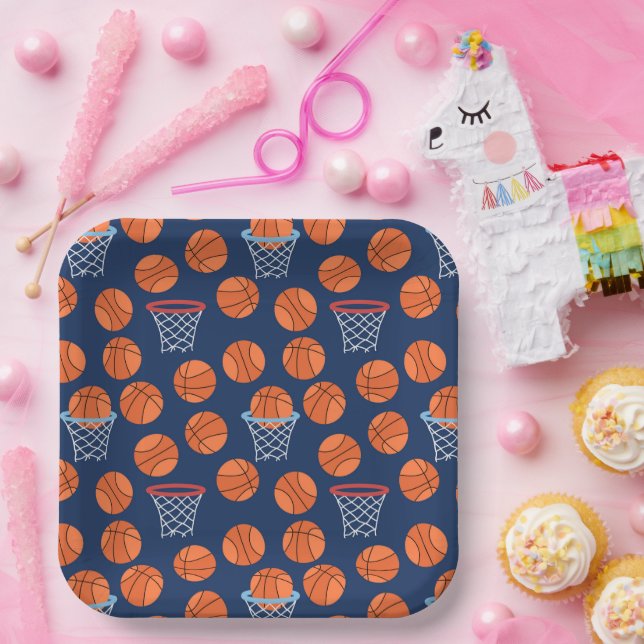cool Basketball sports tiled party  Paper Plate (Party)