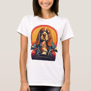 Cool basset hound biker in the sunset T-Shirt
