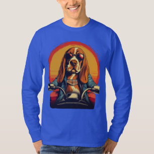 Cool basset hound biker in the sunset T-Shirt
