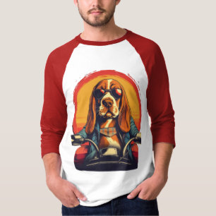 Cool basset hound biker in the sunset T-Shirt