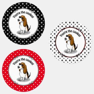 Cool Basset Hound dog and sunglasses (tri-colour 1