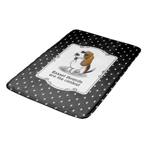 Cool Basset Hound dog and sunglasses (tri-colour 1 Bath Mat