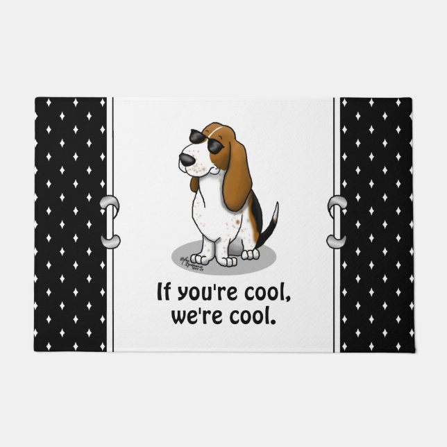 Cool Basset Hound dog and sunglasses (tri-colour 1 Doormat (Front)
