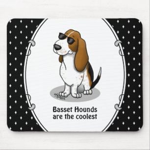Cool Basset Hound dog and sunglasses (tri-colour 1 Mouse Pad