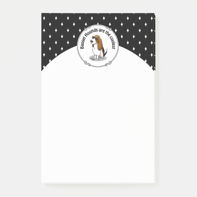 Cool Basset Hound dog and sunglasses (tri-colour 1 Post-it Notes (Front)