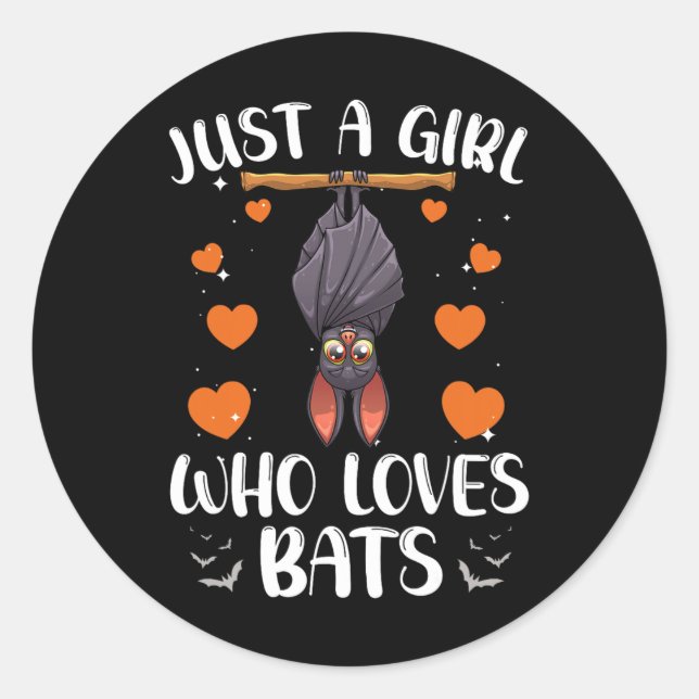 Cool Bat For Women Girls Fruit Bat Lovers Animal H Classic Round Sticker (Front)