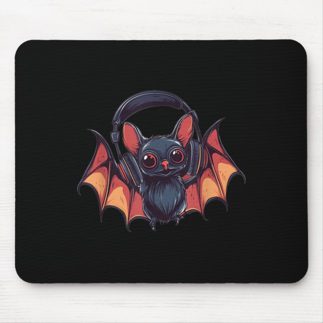Cool Bat With Headphones Flies With Cool Jams For  Mouse Pad (Front)