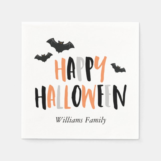 Cool Bats Halloween Party Napkin (Front)