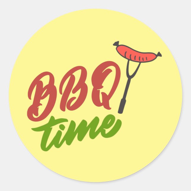 Cool BBQ time word art  Classic Round Sticker (Front)