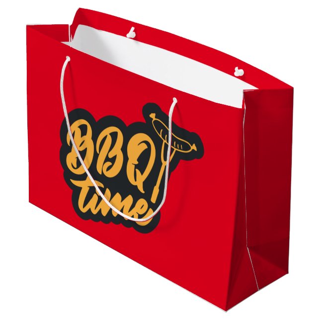cool bbq time word art party Large Gift Bag (Back Angled)