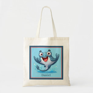 Cool beach add name kids stingray tote bag