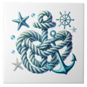 Cool beach anchor starfish  tile