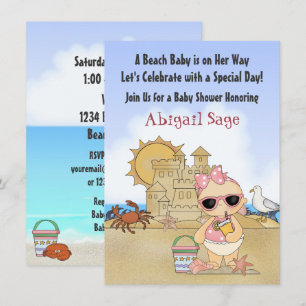Cool Beach Baby Girls Baby Shower Invitation