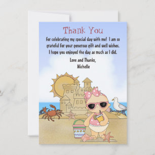 Cool Beach Baby Sandcastle Girls Baby Shower Flat Thank You Card
