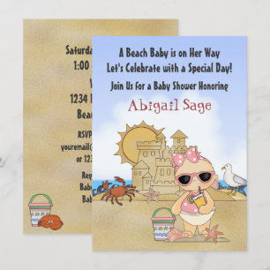 Cool Beach Baby Shower Invitation for Girls
