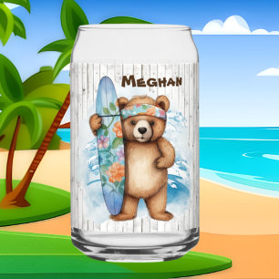 Cool beach house bear add name  can glass