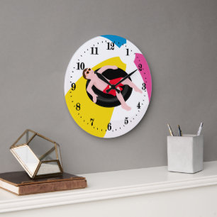 cool beach house or pool house Large Clock