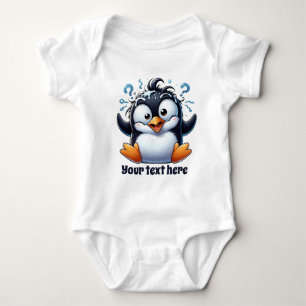 Cool beach penguin unisex add text baby bodysuit