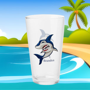 cool beach shark add name glass