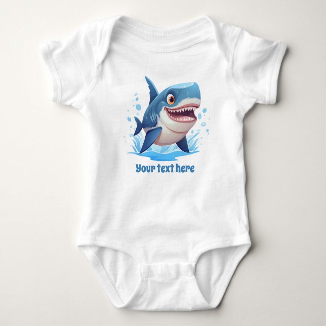 Cool beach shark add text boy Baby boy Baby Bodysuit (Front)