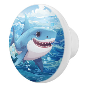 Cool beach shark lovers ceramic knob