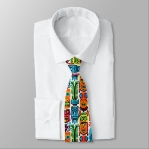 Cool beach tiki head tiled pattern tie