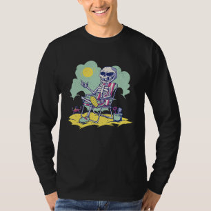 Cool Beach Vacation Skeleton Summer Time Crab Scho T-Shirt