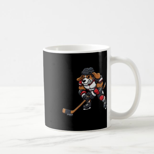 Cool Beagle Dog Ice Hockey Player Team  Coffee Mug (Right)