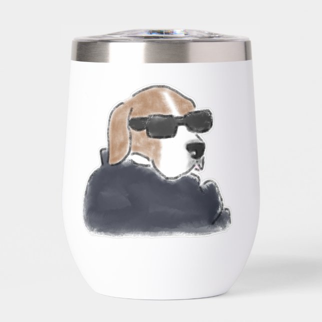 Cool Beagle Dog Wearing Sunglasses and Jacket Illu (Front)