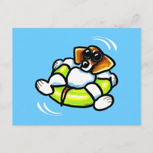 Cool Beagle Pool Float Off-Leash Art™ Postcard