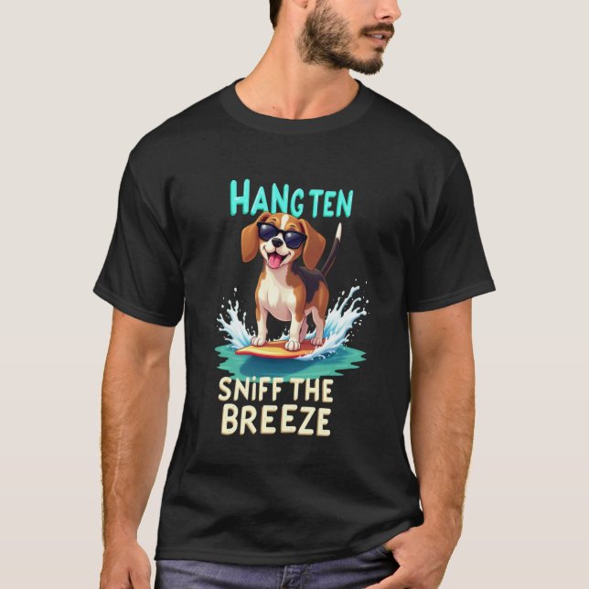 Cool Beagle Surfing Dog  1 T-Shirt (Front)