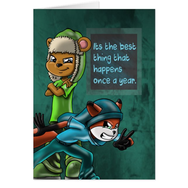 Cool Bear and Fox Animal Birthday (Front)