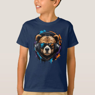 Cool Bear Headphones Kids T-Shirt