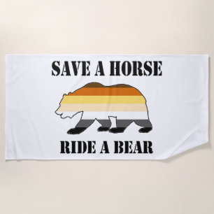 Cool Bear Pride Save A horse Ride A Bear Beach Towel