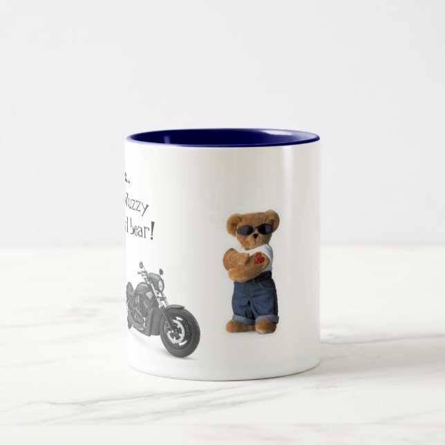 Cool Bear with a nice ride Two-Tone Coffee Mug (Center)
