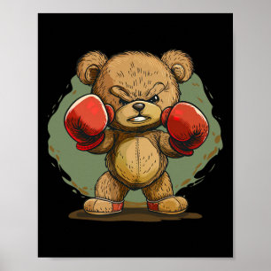 Cool Bear With Boxing Gloves Outfit Poster