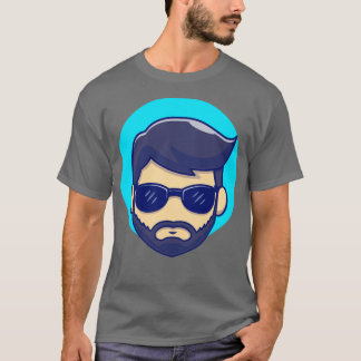 Cool Beard Man Barber Head With Glasses T-Shirt