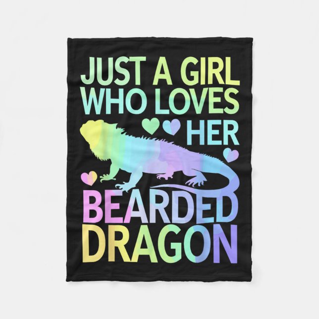 Cool Bearded Dragon Art For Women Girls Bearded Dr Fleece Blanket (Front)