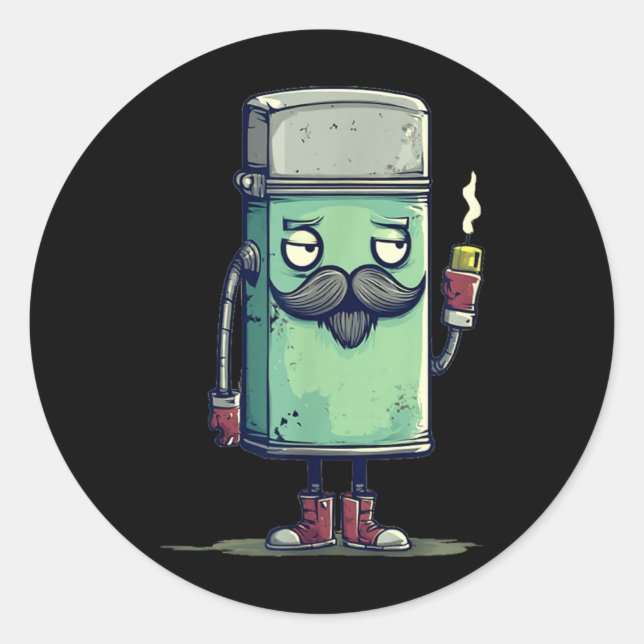 Cool Bearded Lighter Costume for Flames and Fire Classic Round Sticker (Front)