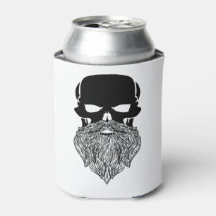 Cool bearded skull Jolly Roger Can Cooler