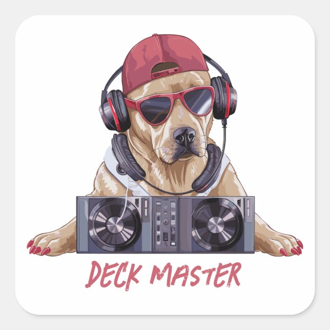 Cool Beats Canine DJ Square Sticker (Front)