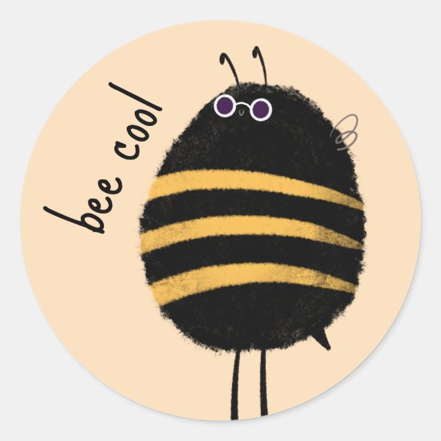 Cool Bee Classic Round Sticker (Front)