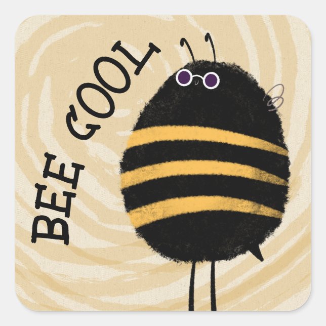 Cool Bee Square Sticker (Front)