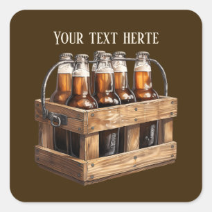 Cool beer add text square sticker