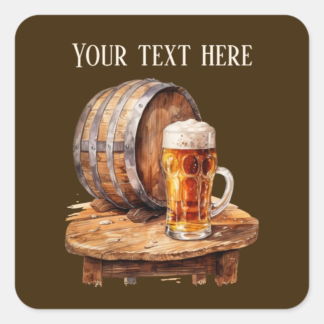 Cool beer add text  square sticker (Front)