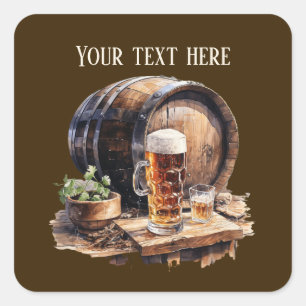 Cool beer add text  square sticker