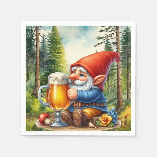 Cool beer gnome party  napkin (Front)