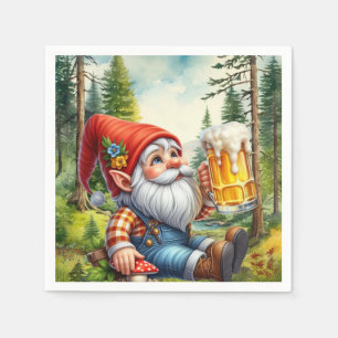 Cool beer gnome party napkin